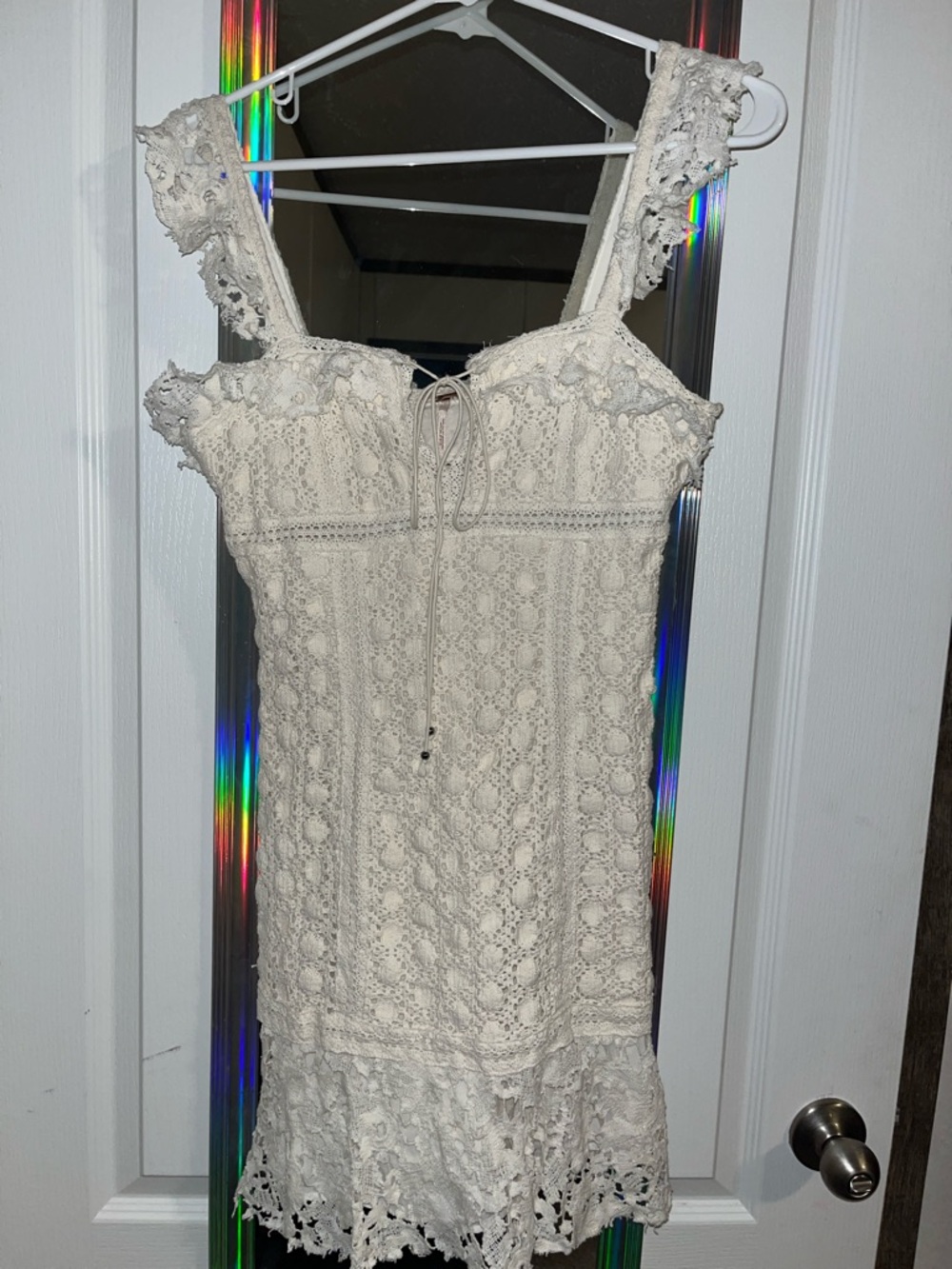 Free People Cream Crochet Mini Dress